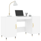 Modern Wooden Home Office Computer Desk Table With 2 Storage Cupboards