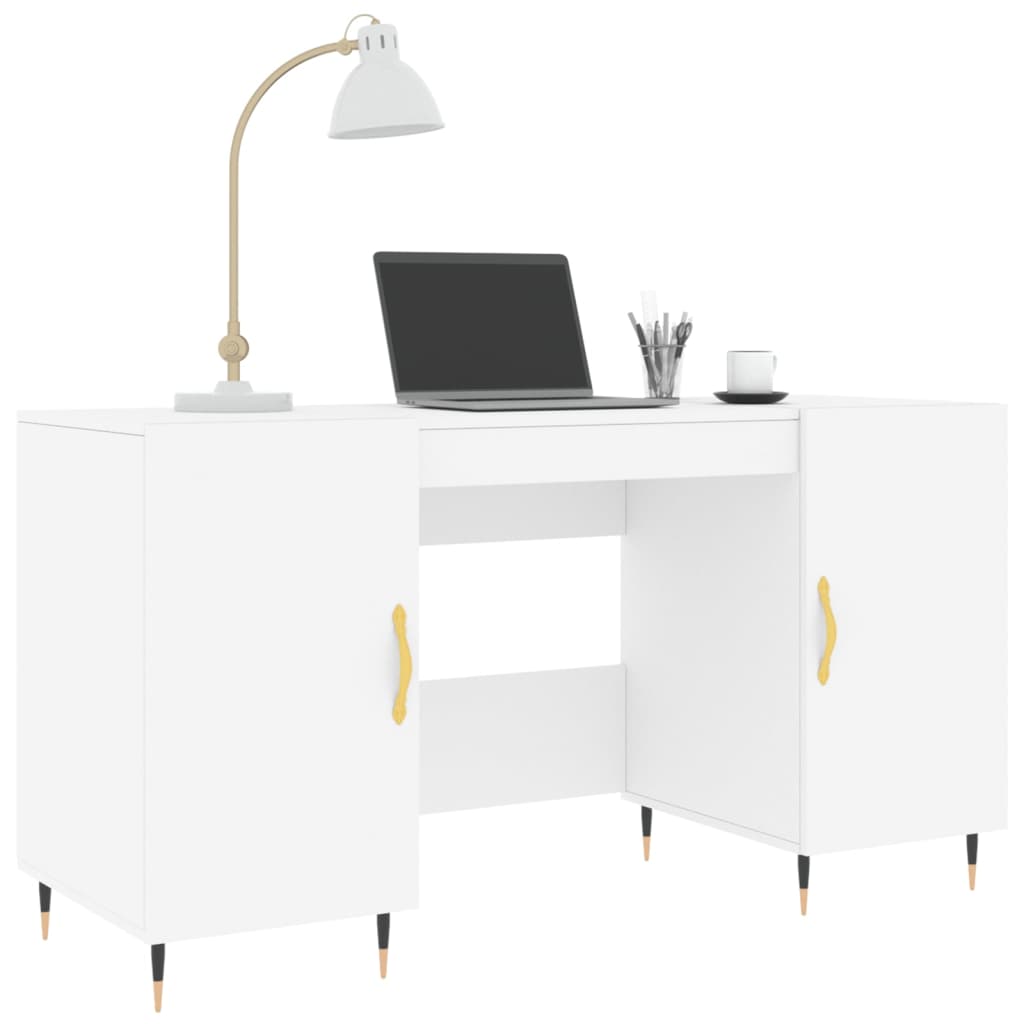 Modern Wooden Home Office Computer Desk Table With 2 Storage Cupboards