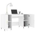 Modern Wooden Home Office Computer Desk Table With 2 Storage Cupboards