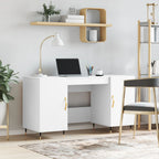 Modern Wooden Home Office Computer Desk Table With 2 Storage Cupboards