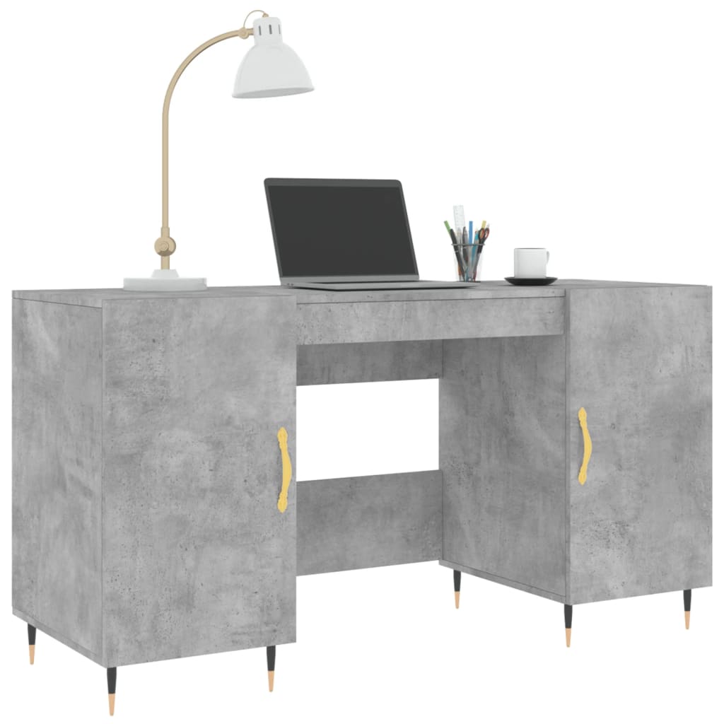 Modern Wooden Home Office Computer Desk Table With 2 Storage Cupboards