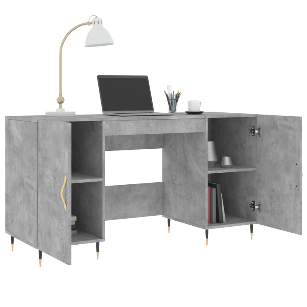 Modern Wooden Home Office Computer Desk Table With 2 Storage Cupboards