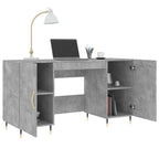 Modern Wooden Home Office Computer Desk Table With 2 Storage Cupboards
