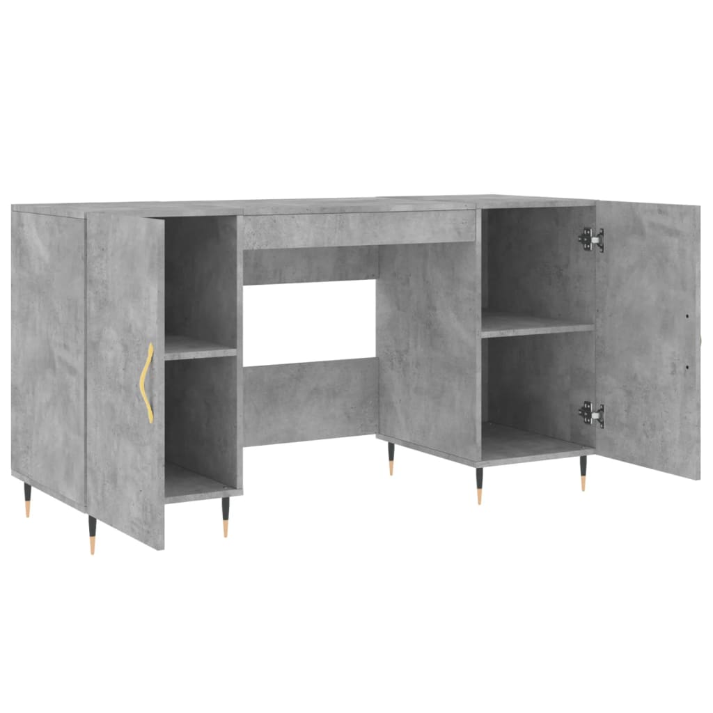 Modern Wooden Home Office Computer Desk Table With 2 Storage Cupboards