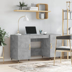 Modern Wooden Home Office Computer Desk Table With 2 Storage Cupboards