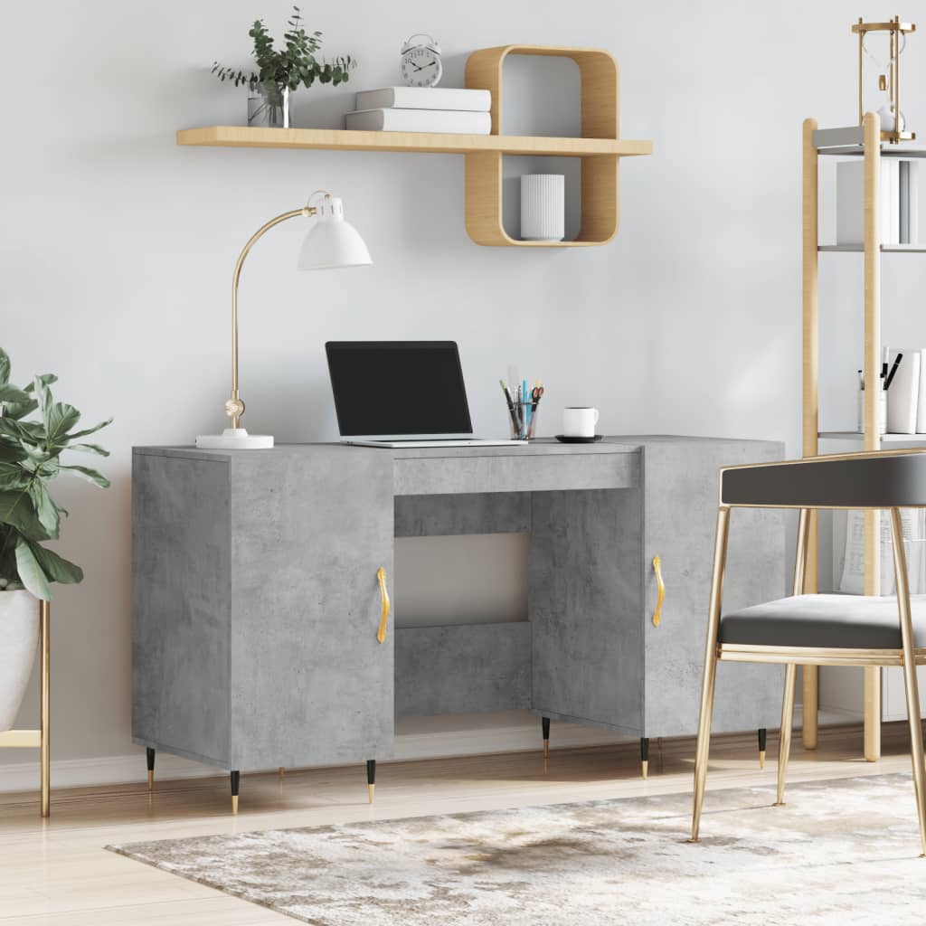 Modern Wooden Home Office Computer Desk Table With 2 Storage Cupboards