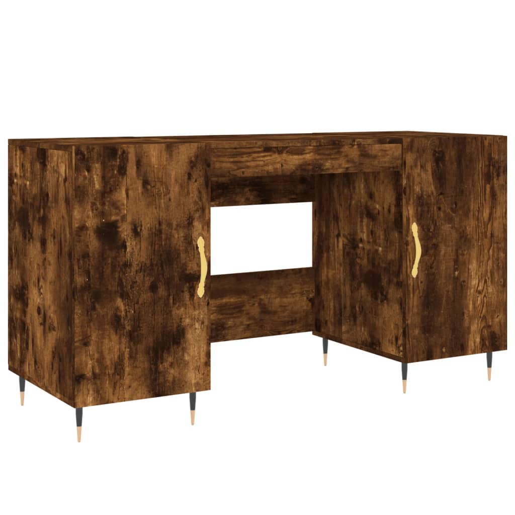 Modern Wooden Home Office Computer Desk Table With 2 Storage Cupboards