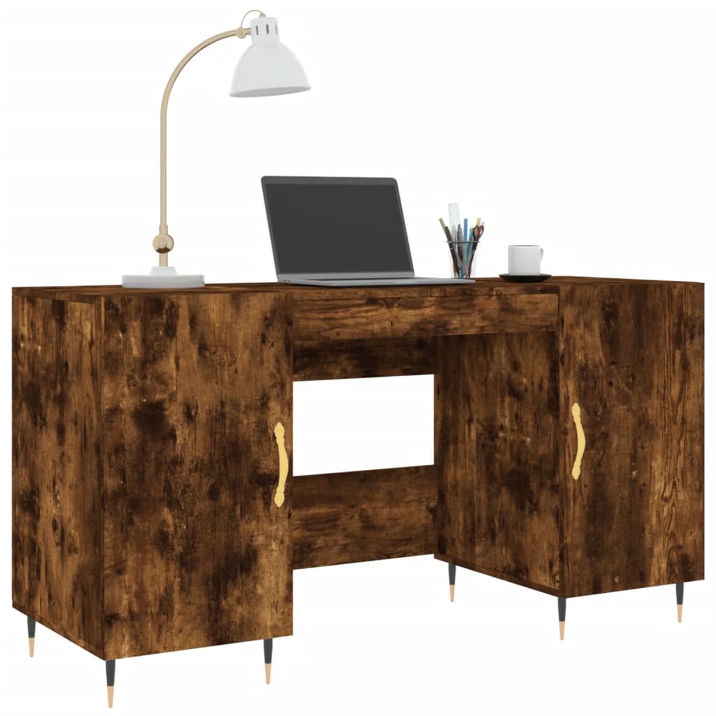 Modern Wooden Home Office Computer Desk Table With 2 Storage Cupboards