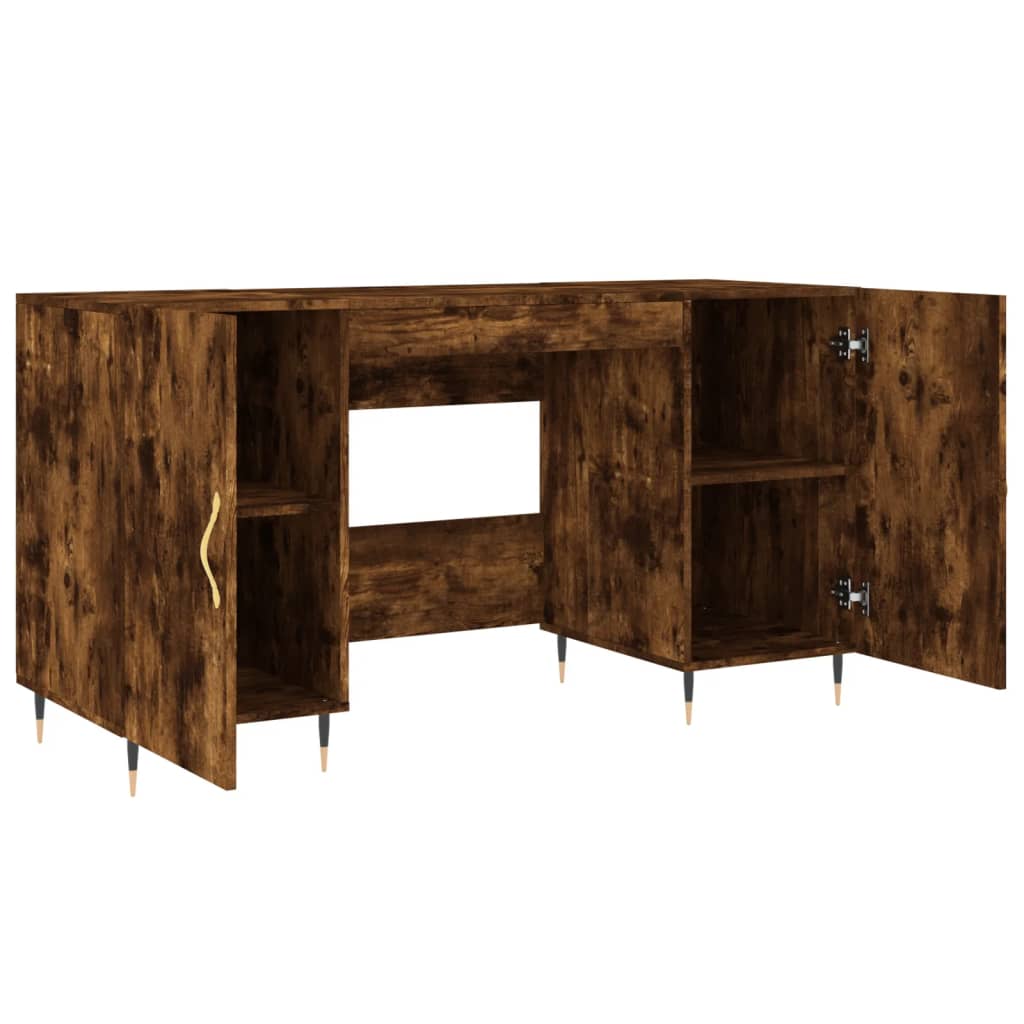 Modern Wooden Home Office Computer Desk Table With 2 Storage Cupboards