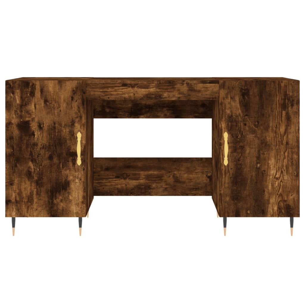 Modern Wooden Home Office Computer Desk Table With 2 Storage Cupboards