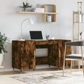 Modern Wooden Home Office Computer Desk Table With 2 Storage Cupboards