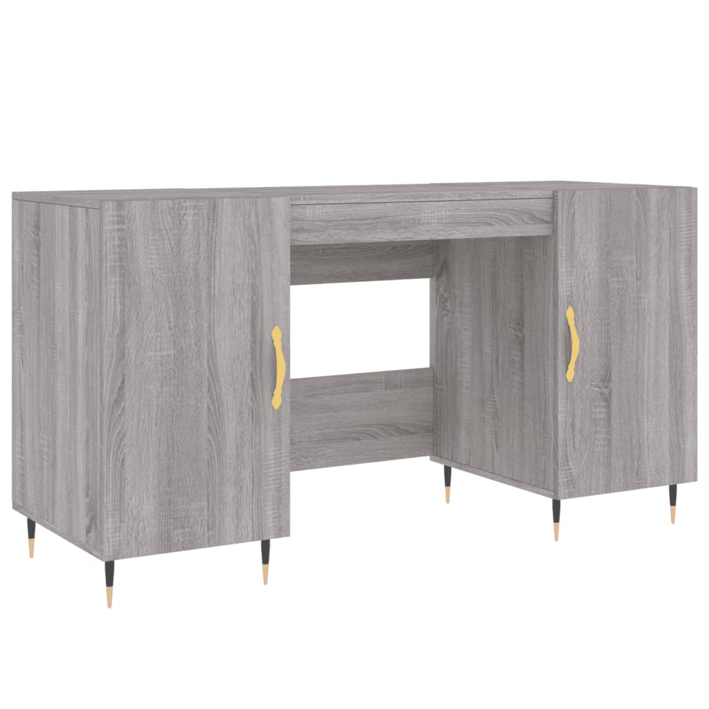 Modern Wooden Home Office Computer Desk Table With 2 Storage Cupboards