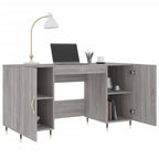 Modern Wooden Home Office Computer Desk Table With 2 Storage Cupboards