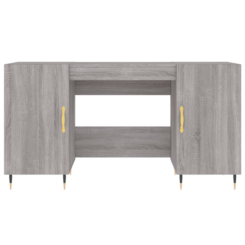 Modern Wooden Home Office Computer Desk Table With 2 Storage Cupboards