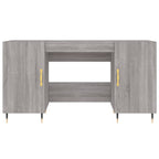 Modern Wooden Home Office Computer Desk Table With 2 Storage Cupboards