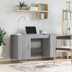 Modern Wooden Home Office Computer Desk Table With 2 Storage Cupboards