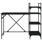 Industrial Wooden Home Office Computer Desk Table With Open Storage Shelves