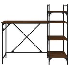 Industrial Wooden Home Office Computer Desk Table With Open Storage Shelves