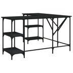 Industrial Wooden L-Shape Home Office Corner Computer Desk With Open Storage Shelves