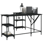 Industrial Wooden L-Shape Home Office Corner Computer Desk With Open Storage Shelves