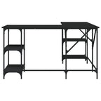 Industrial Wooden L-Shape Home Office Corner Computer Desk With Open Storage Shelves