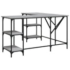 Industrial Wooden L-Shape Home Office Corner Computer Desk With Open Storage Shelves