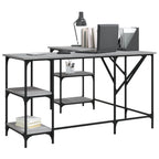 Industrial Wooden L-Shape Home Office Corner Computer Desk With Open Storage Shelves