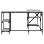 Industrial Wooden L-Shape Home Office Corner Computer Desk With Open Storage Shelves