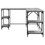 Industrial Wooden L-Shape Home Office Corner Computer Desk With Open Storage Shelves