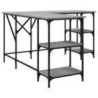 Industrial Wooden L-Shape Home Office Corner Computer Desk With Open Storage Shelves