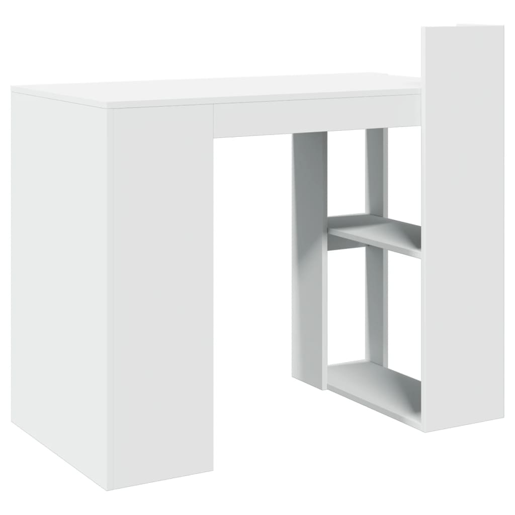 Modern Wooden Home Office Computer Desk Table With Open Storage Shelves Wood