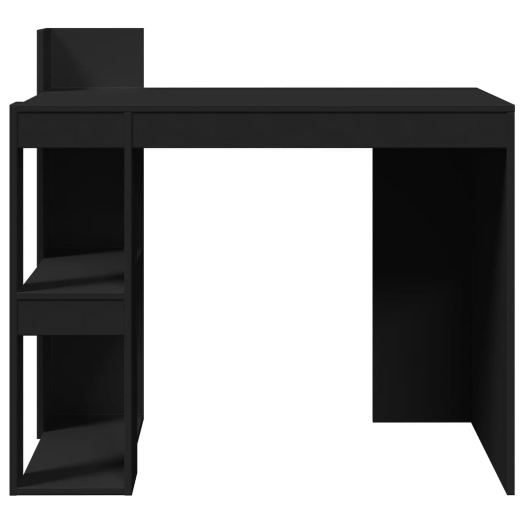 Modern Wooden Home Office Computer Desk Table With Open Storage Shelves Wood