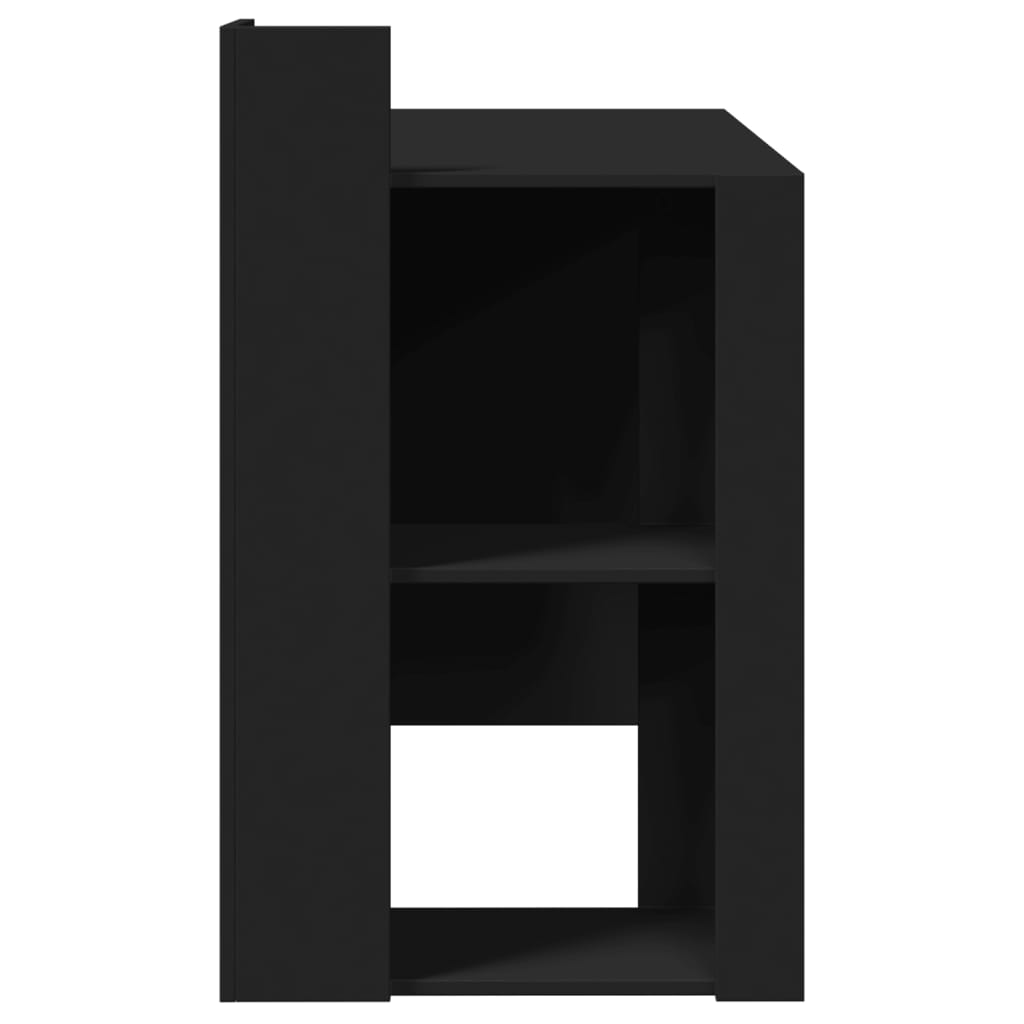 Modern Wooden Home Office Computer Desk Table With Open Storage Shelves Wood