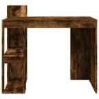 Modern Wooden Home Office Computer Desk Table With Open Storage Shelves Wood