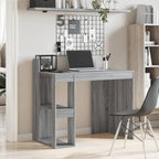 Modern Wooden Home Office Computer Desk Table With Open Storage Shelves Wood