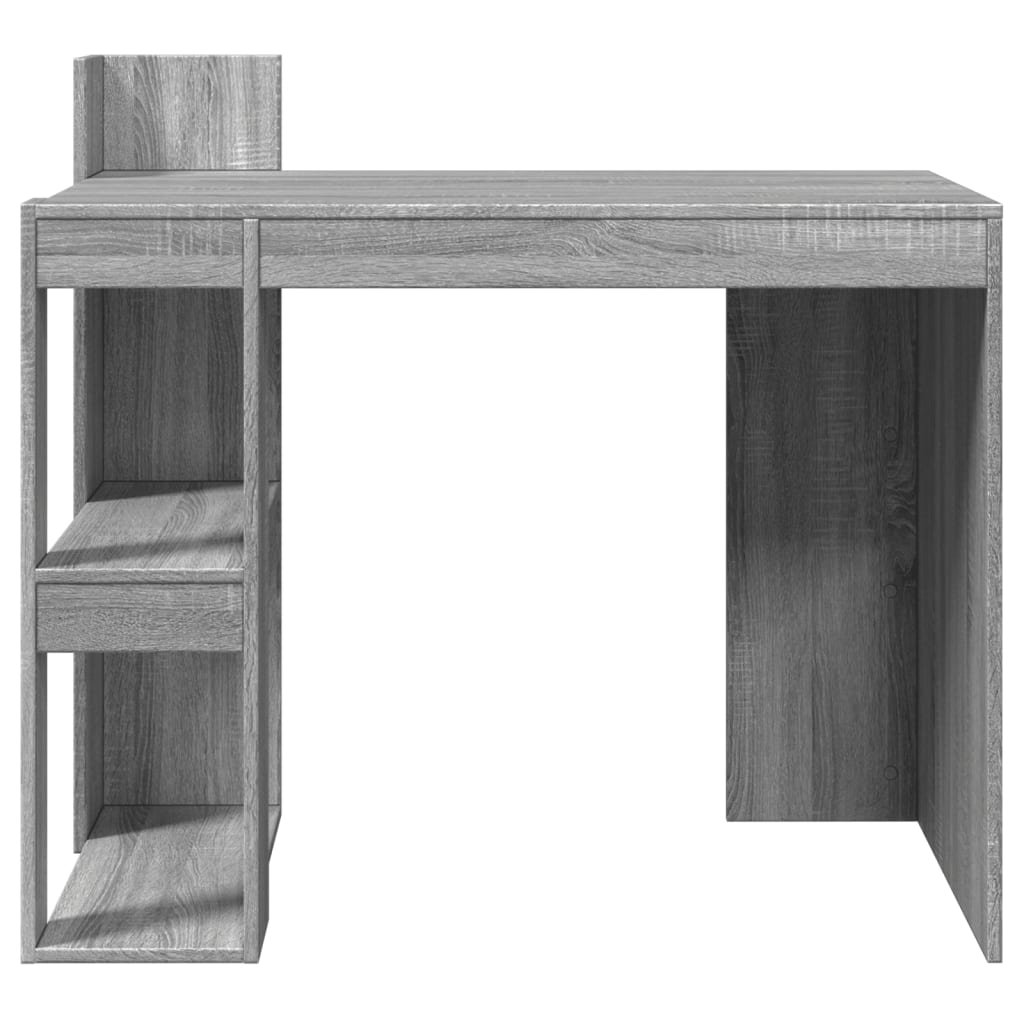 Modern Wooden Home Office Computer Desk Table With Open Storage Shelves Wood