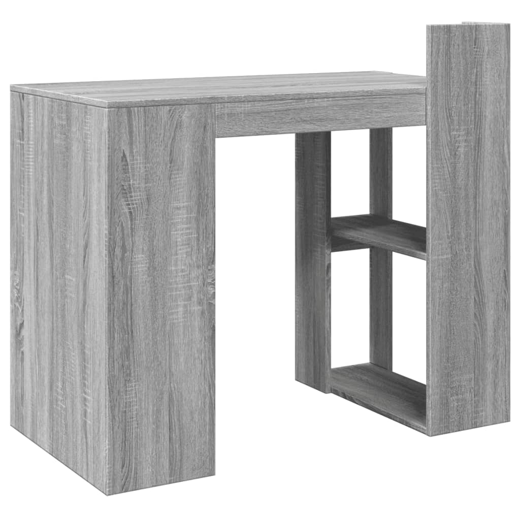 Modern Wooden Home Office Computer Desk Table With Open Storage Shelves Wood