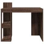 Modern Wooden Home Office Computer Desk Table With Open Storage Shelves Wood