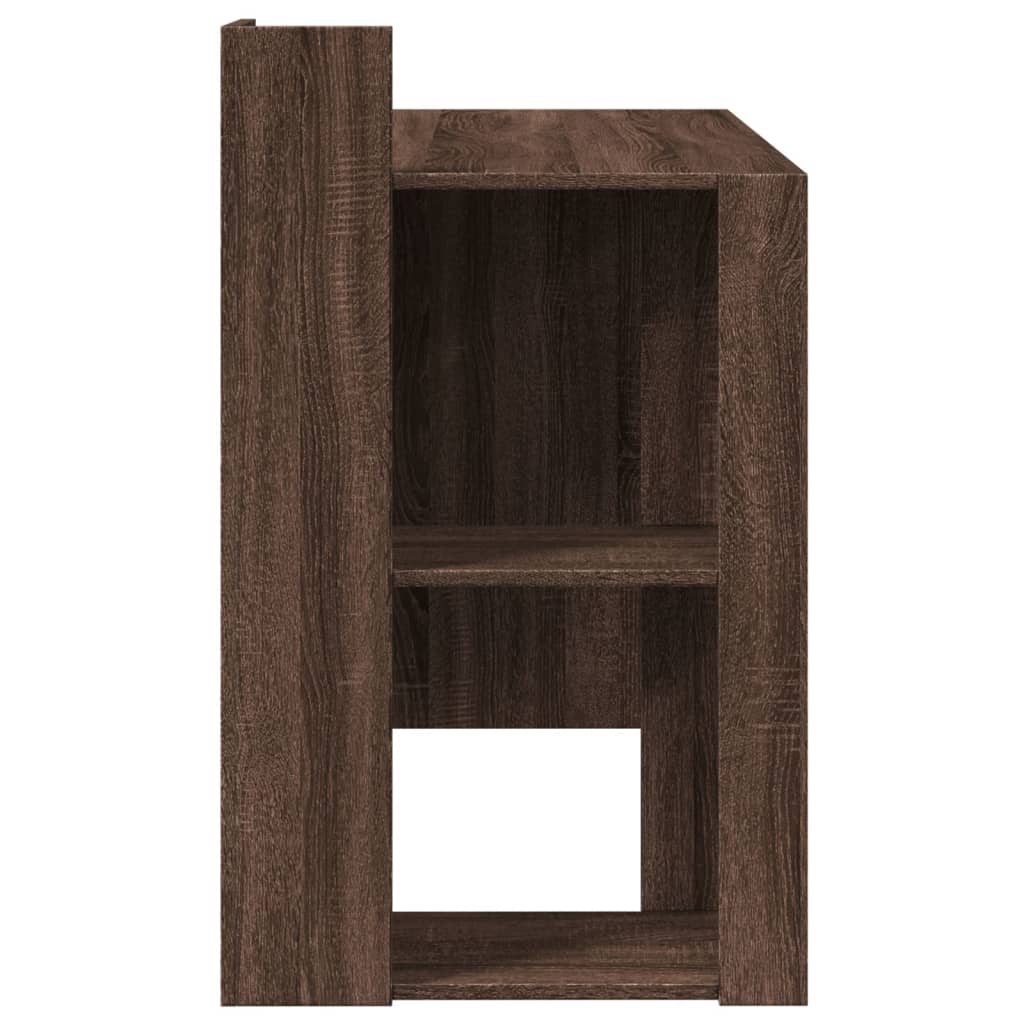 Modern Wooden Home Office Computer Desk Table With Open Storage Shelves Wood
