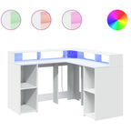 Modern Wooden Home Office Gaming Corner Computer Desk With LED Lights Storage