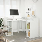 Modern Wooden Home Office Gaming Corner Computer Desk With LED Lights Storage