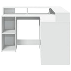 Modern Wooden Home Office Gaming Corner Computer Desk With LED Lights Storage