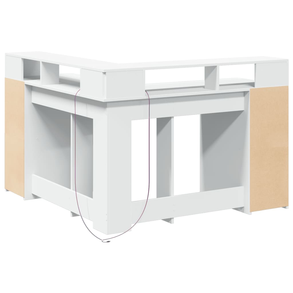 Modern Wooden Home Office Gaming Corner Computer Desk With LED Lights Storage