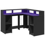 Modern Wooden Home Office Gaming Corner Computer Desk With LED Lights Storage