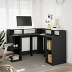 Modern Wooden Home Office Gaming Corner Computer Desk With LED Lights Storage