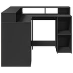 Modern Wooden Home Office Gaming Corner Computer Desk With LED Lights Storage