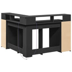 Modern Wooden Home Office Gaming Corner Computer Desk With LED Lights Storage