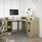 Modern Wooden Home Office Gaming Corner Computer Desk With LED Lights Storage