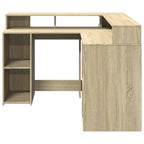 Modern Wooden Home Office Gaming Corner Computer Desk With LED Lights Storage
