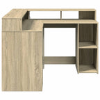 Modern Wooden Home Office Gaming Corner Computer Desk With LED Lights Storage
